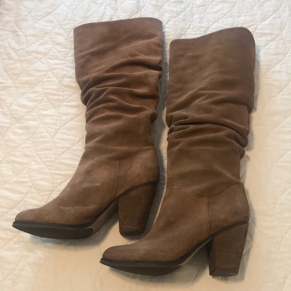 Arturo Chang Cognac Stacked Heel Slouchy Boots sz8